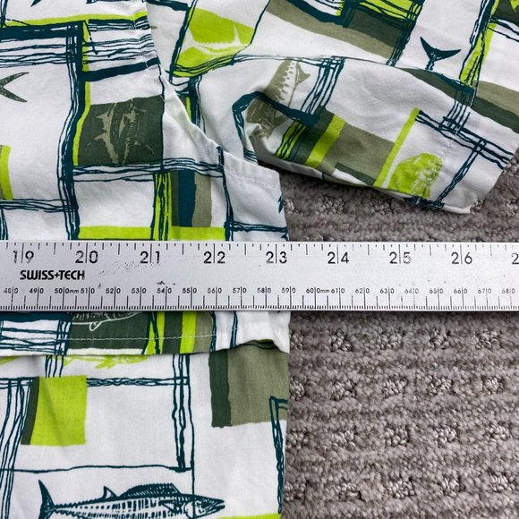 Columbia Sportswear PFG Shirt Men Medium M White Green Button Up All Over Print - Picture 14 of 15